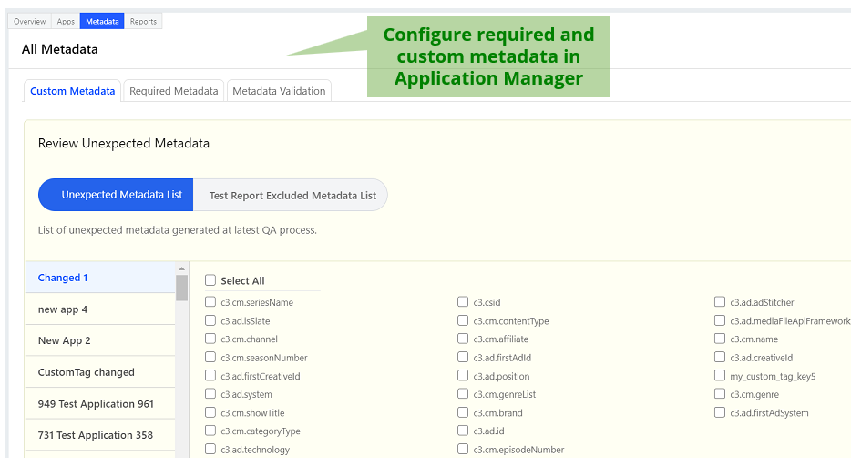 Application Manager — Configure Metadata