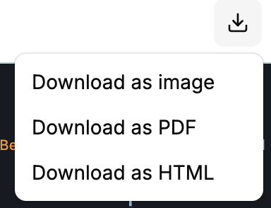 Download menu with Download as image, Download as PDF, and Download as HTML options