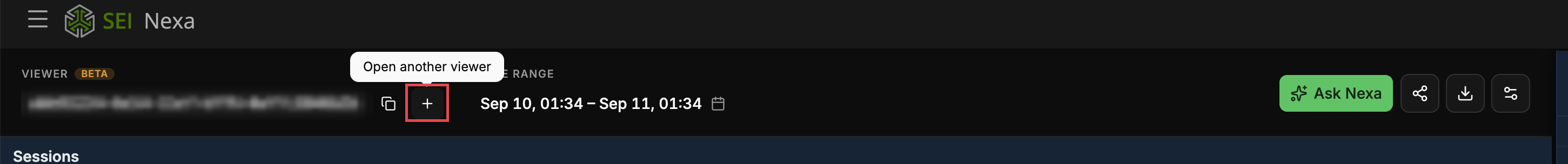 Open another viewer tooltip above the plus button beside the viewer ID in the Viewer Module header