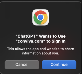Conviva OAuth sign-in prompt