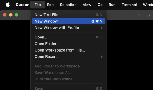 A new Cursor editor window