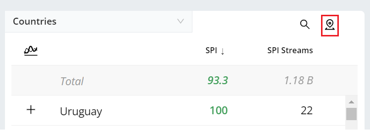 Map icon in the Geo dimension table toolbar