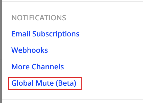 Global Mute entry point in the Settings Notifications menu